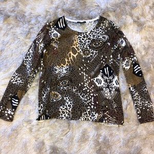 Alison Sheri Exotic Print Bedazzled Top